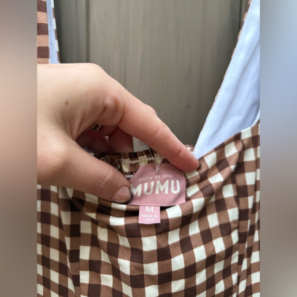 Show me your Mumu Mia Midi Dress Brown Gingham - Picture 9 of 11